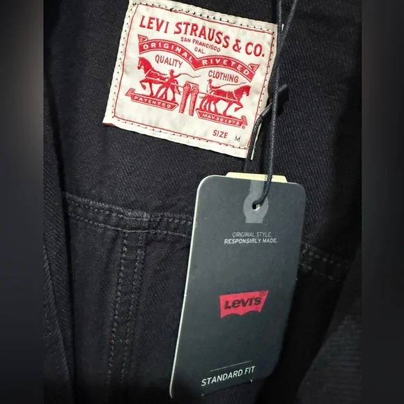 Levi's Premium ICONIC JUMPSUIT Black Denim One Piece Jeans Medium New NWT $128 - Picture 11 of 12